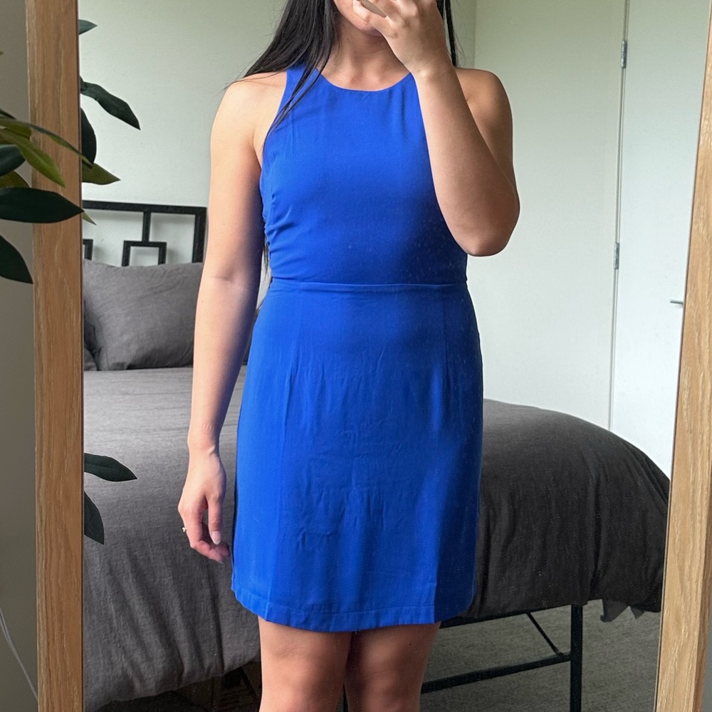 Blue Sleeveless Backless Cocktail Dress
